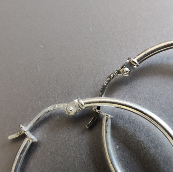 Sterling Silver Hoops Earrings with Orbits - Picture 14 of 16